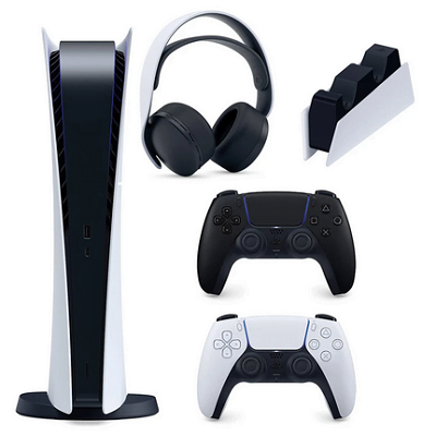 مجموعه کنسول بازی سونی مدل PlayStation 5 Digital ظرفیت 825 گیگابایت به همراه هدست و پایه شارژر و دسته اضافی