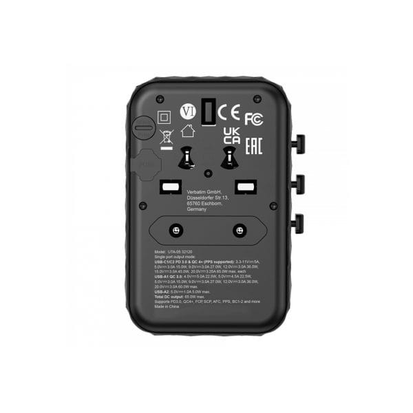 شارژر دیواری 65 وات 4 پورت ورباتیم مدل UTA-05 - تصویر 2