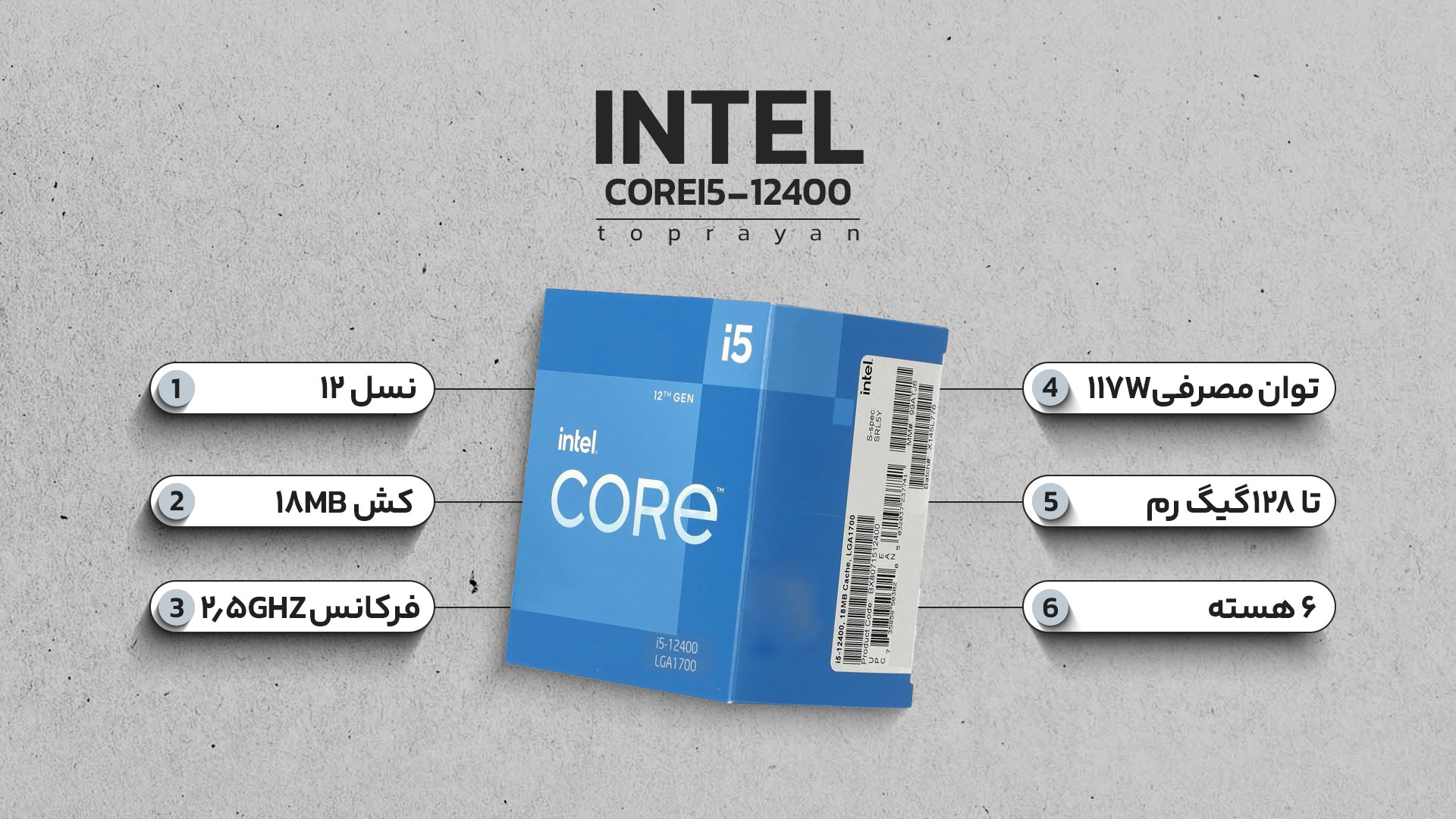 پردازنده مرکزی اینتل مدل Core i5-12400F Tray